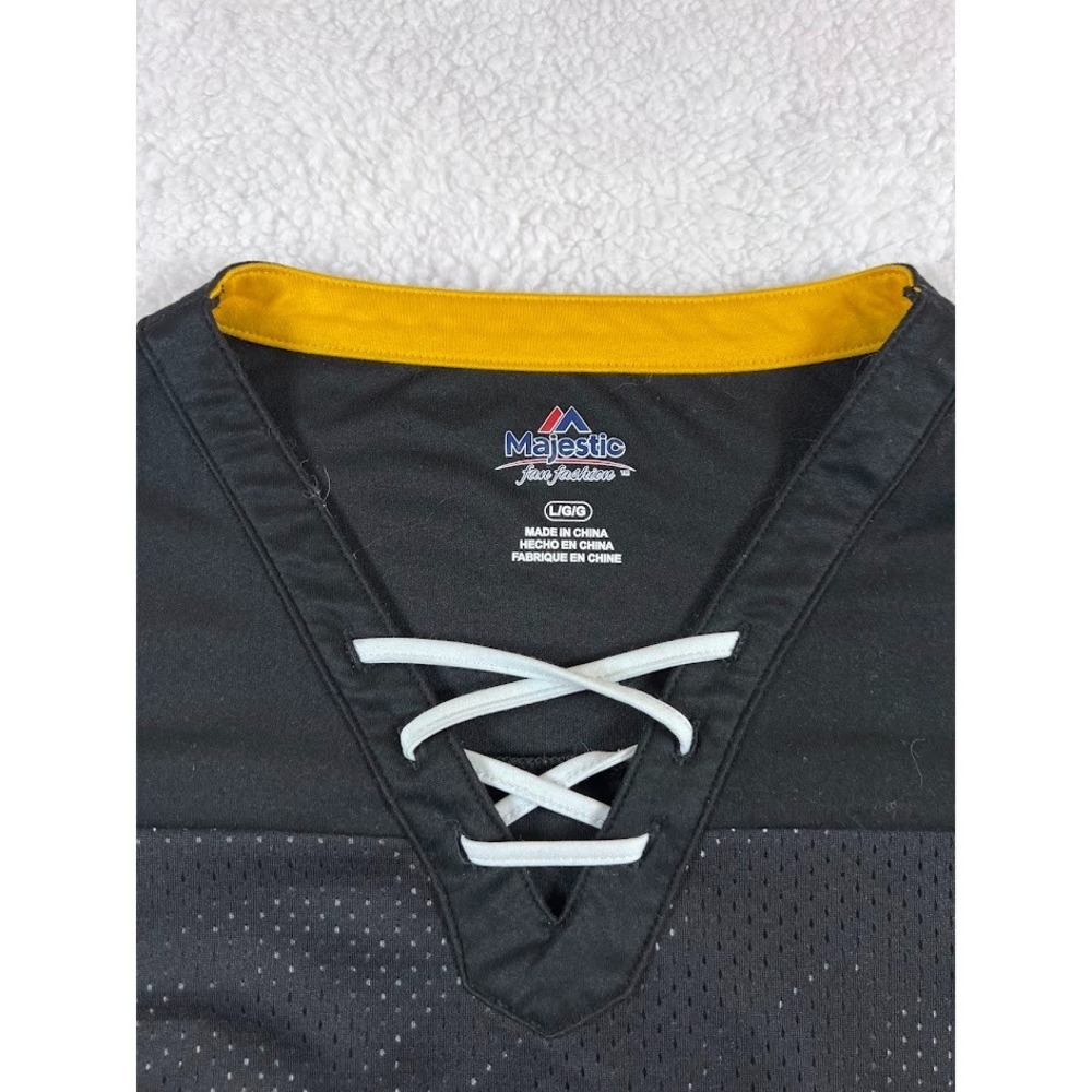 Majestic Pittsburgh Steelers Women's L Lace Up Mesh Jersey Shirt Black Gold NFL - Picture 7 of 8